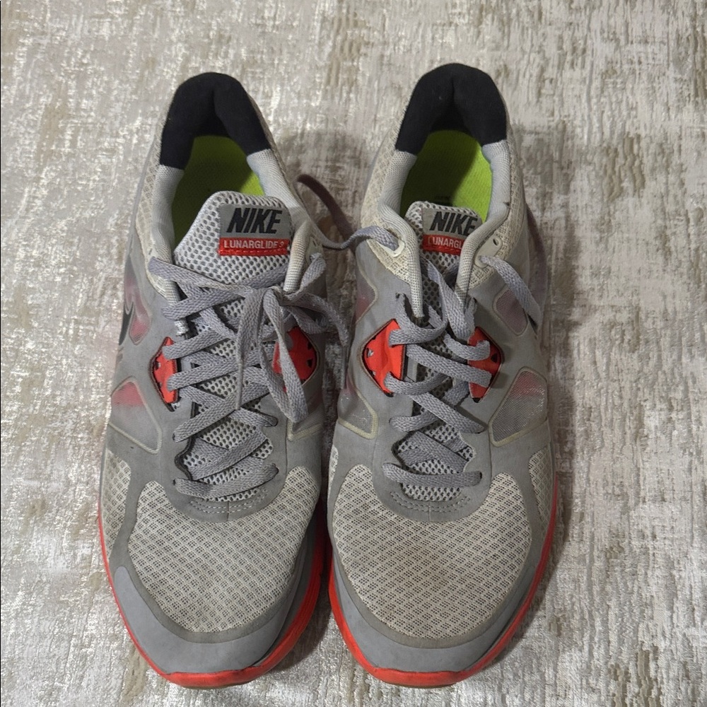 Nike LunarGlide Gray and Red Running Shoes